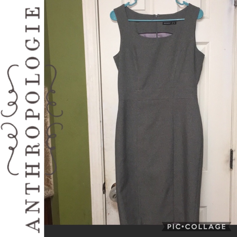 Anthropologie Gray Sleeveless Pencil Dress